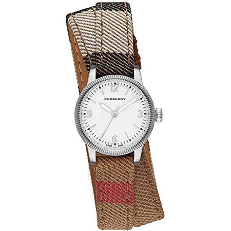 Burberry Burbery The City White Dial Burberry Check Canvas 